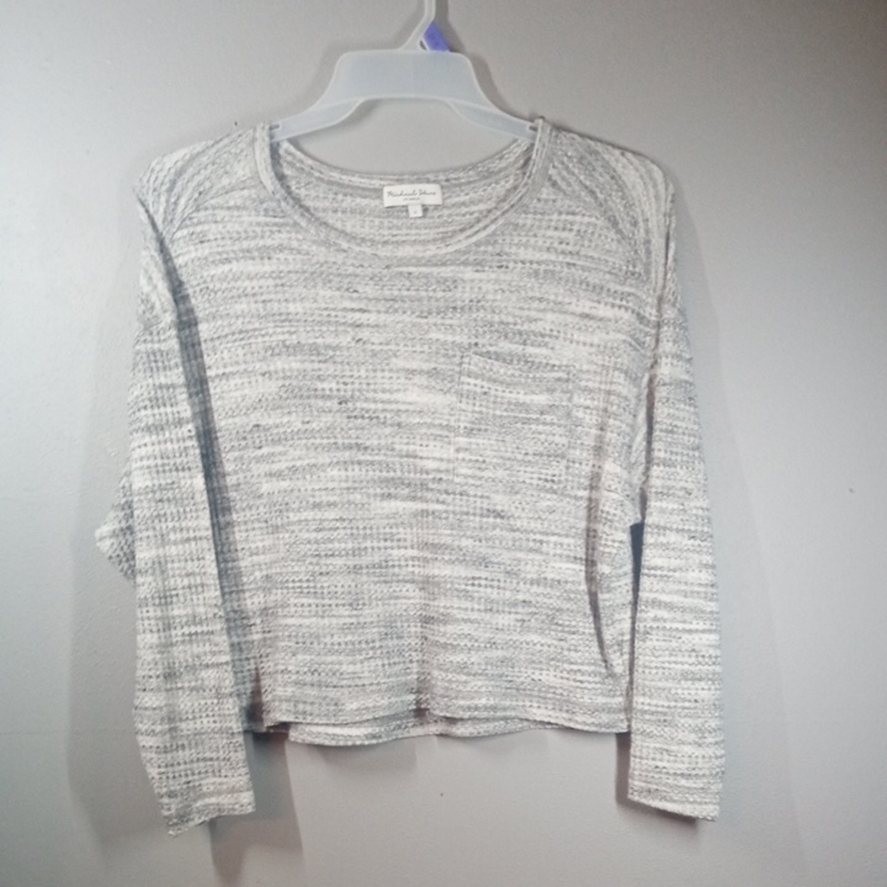 Michael Stars Heathered Light Gray Crop Top Size Small